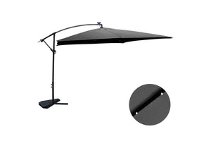 parasol déporté avec LED de 3 x 3 m Solenzara Bulle Gris sur fond Blanc