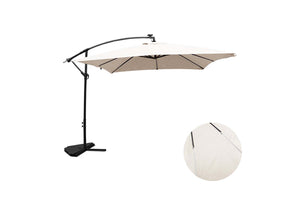 parasol déporté avec LED de 3 x 3 m Solenzara Neón Ecru sur fond Blanc