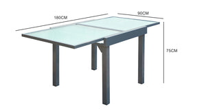 salon de table extensible de jardin Molvina et 8 chaises en aluminium dimensions table extensible