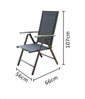 salon de jardin en aluminium avec table extensible + 6 chaises de textilene dimensions fauteuil