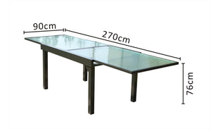 salon de jardin en aluminium avec table extensible et 10 chaises de textilene dimensions table extensible