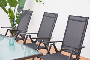 salon de jardin en aluminium avec table extensible et 10 chaises de textilene zoom 1