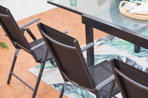 salon de jardin en aluminium avec table extensible et 10 chaises de textilene zoom 3