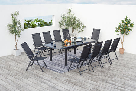 salon de jardin extensible en aluminium gris de 10 places Ravenne