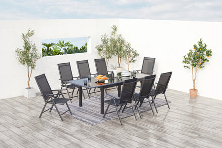 salon de jardin en aluminium gris de 8 places Ravenne 8