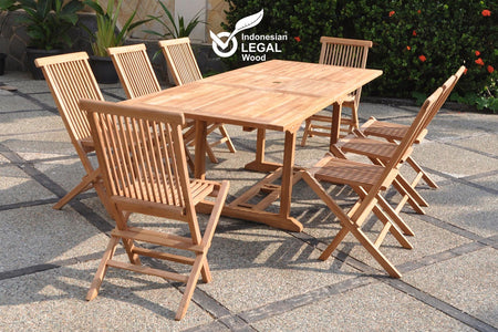salon de jardin en teck 8 chaises