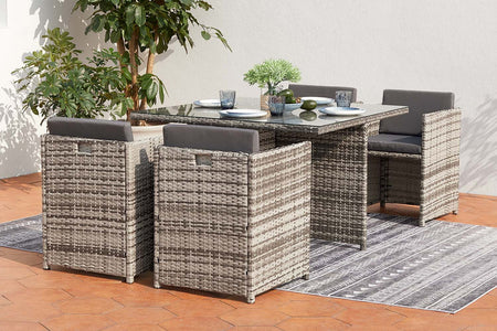 salon de jardin encastrable pour 4 personnes miami coloris gris clair et gris foncé