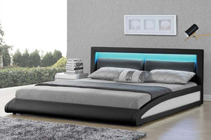 structure de lit en simili Noir avec LED intégrés- 140 x 190 cm