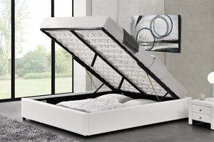 structure de lit Blanc avec coffre intégré-140 x 190 cm