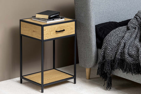 table de nuit industriel Factory en bois et métal