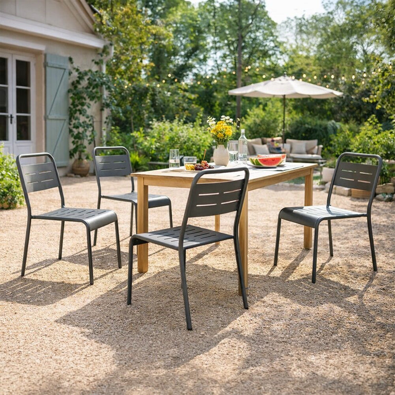 4 chaises acier gris foncé