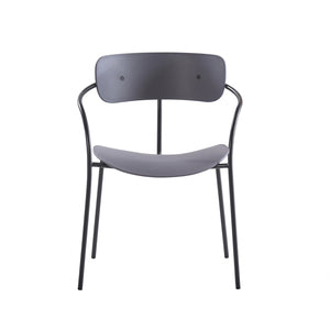 Lot de 2 chaises en métal gris foncé Alexia packshot vue de face