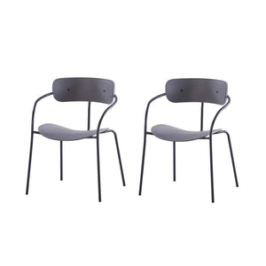 Lot de 2 chaises en métal gris foncé Alexia