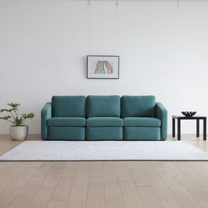 Canapé modulable 3 places avec pouf Konekt bleu sans pouf