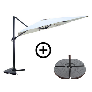 Ensemble parasol CESARE ecru 3x4m et 4 dalles à lester photo de présentation du lot