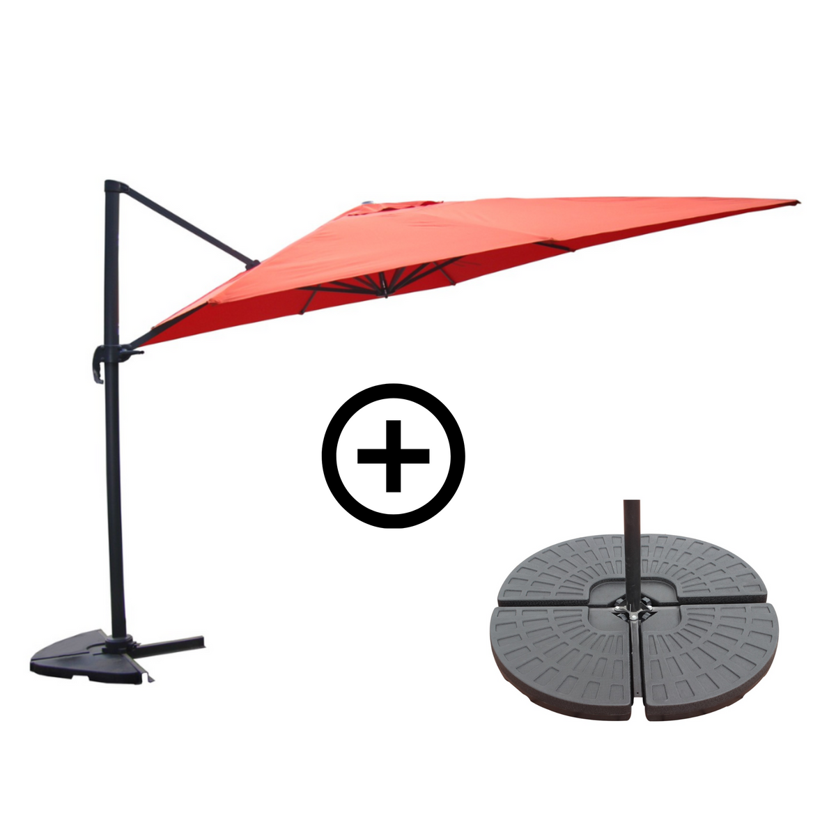 Ensemble parasol PALATINO terracotta 3x3m et 4 dalles à lester photo de présentation du lot