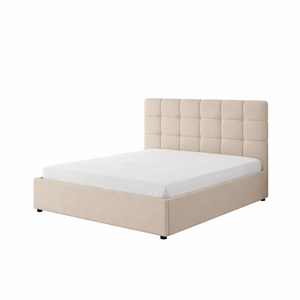 SANTA Lit avec coffre de rangement 140x190cm velours beige