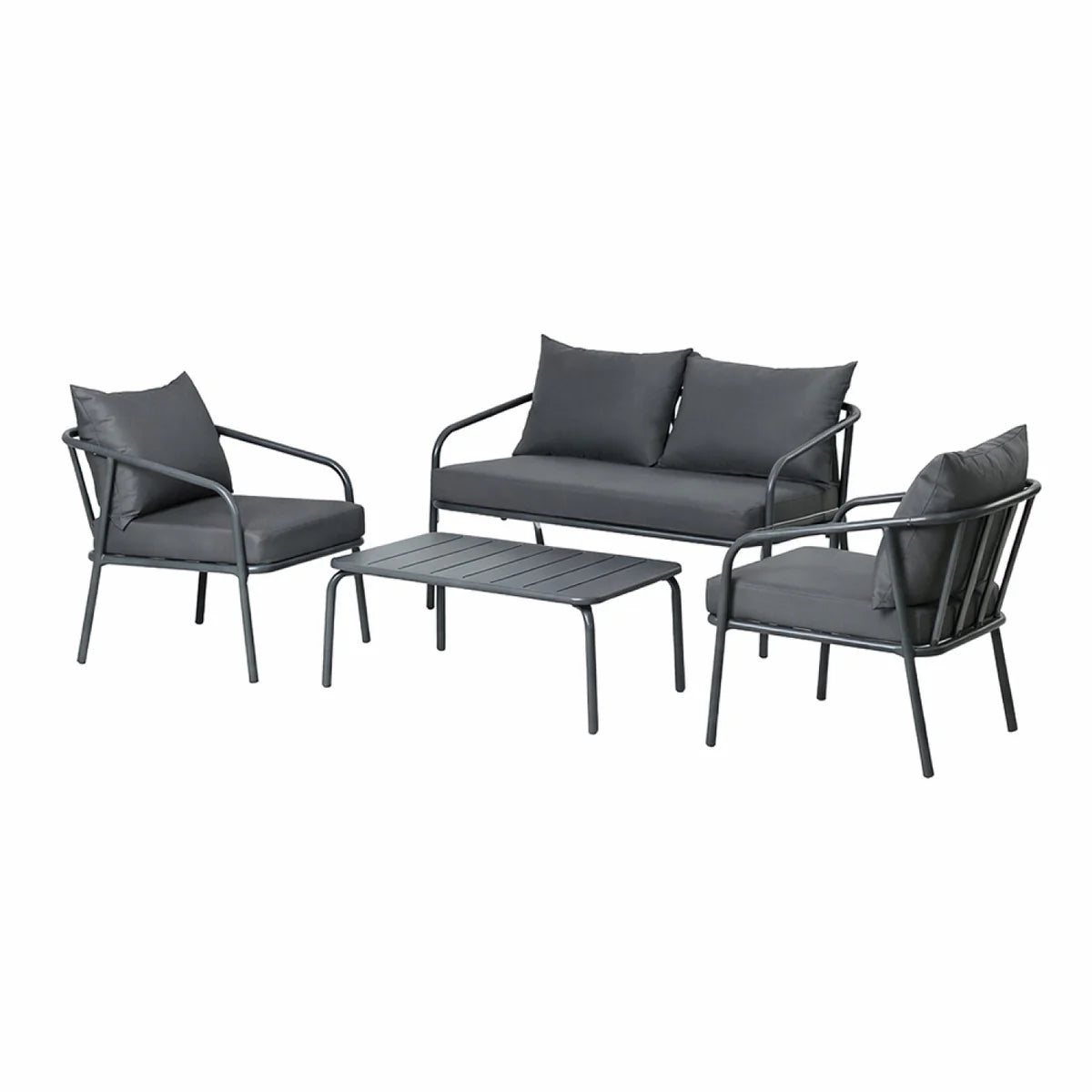 ensemble bergame salon de jardin gris foncé