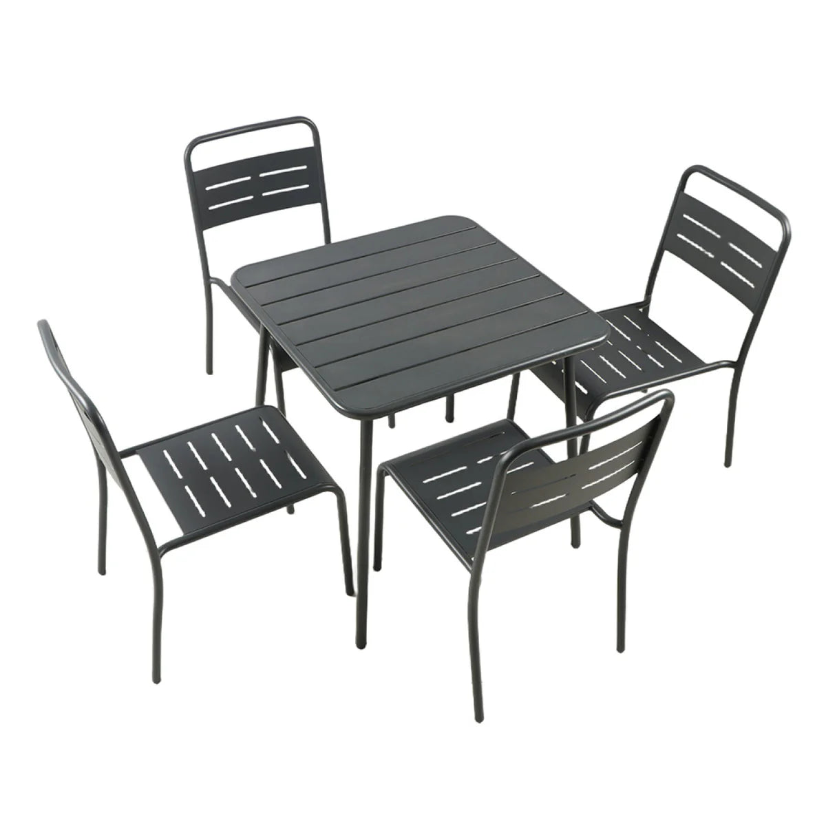 ensemble-table-4-chaises-acier-gris foncé-exterieur-bergame