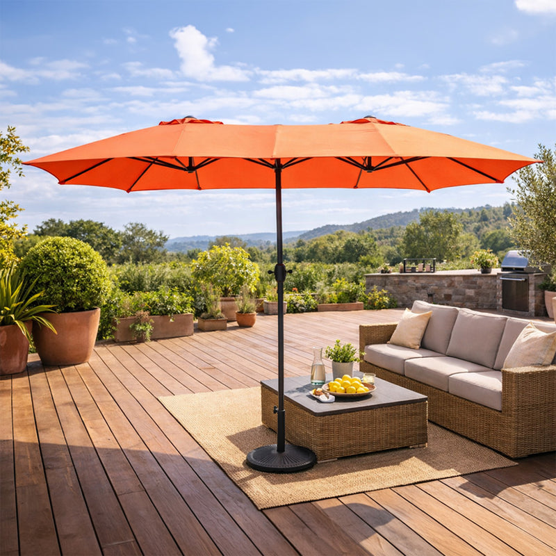 parasol rectangulaire double 2,7x4,6m terracotta venice