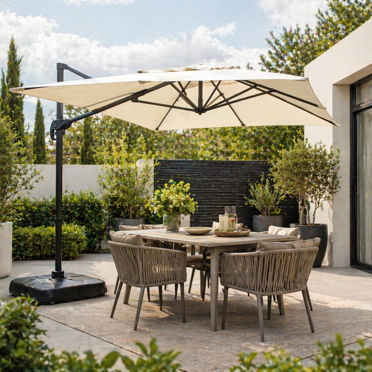 parasol déporté rotatif 2x3m ecru piana