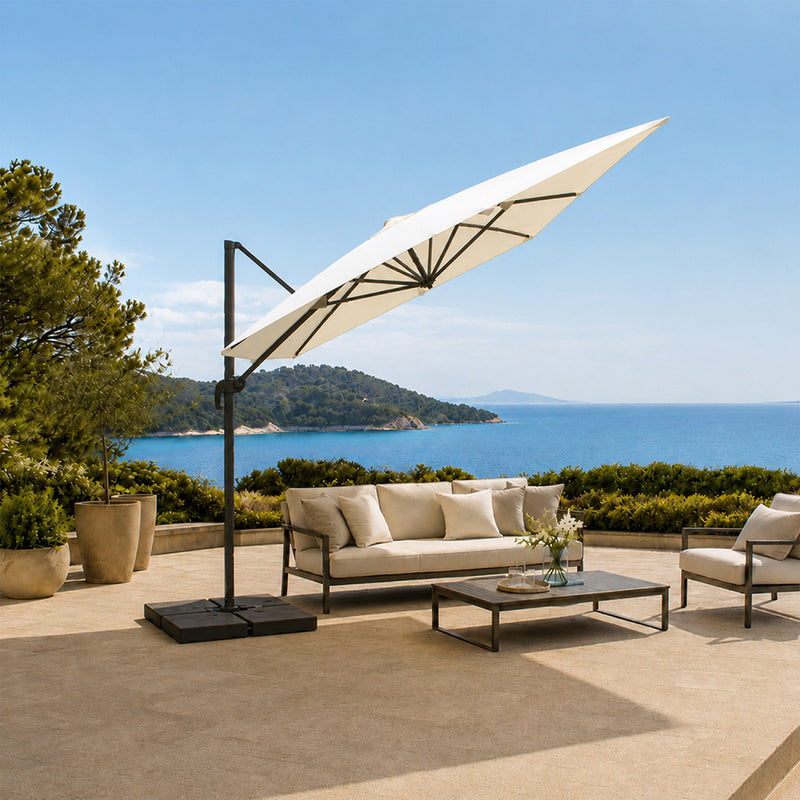 parasol déporté rotatif 4x3m ecru cezir