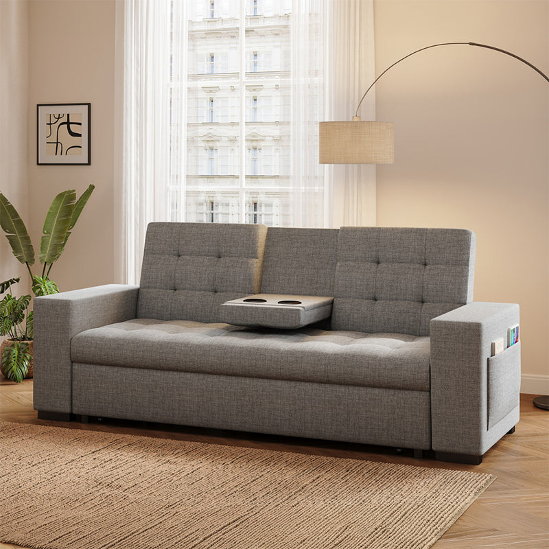Canapé convertible gris clair avec rangements NOHO