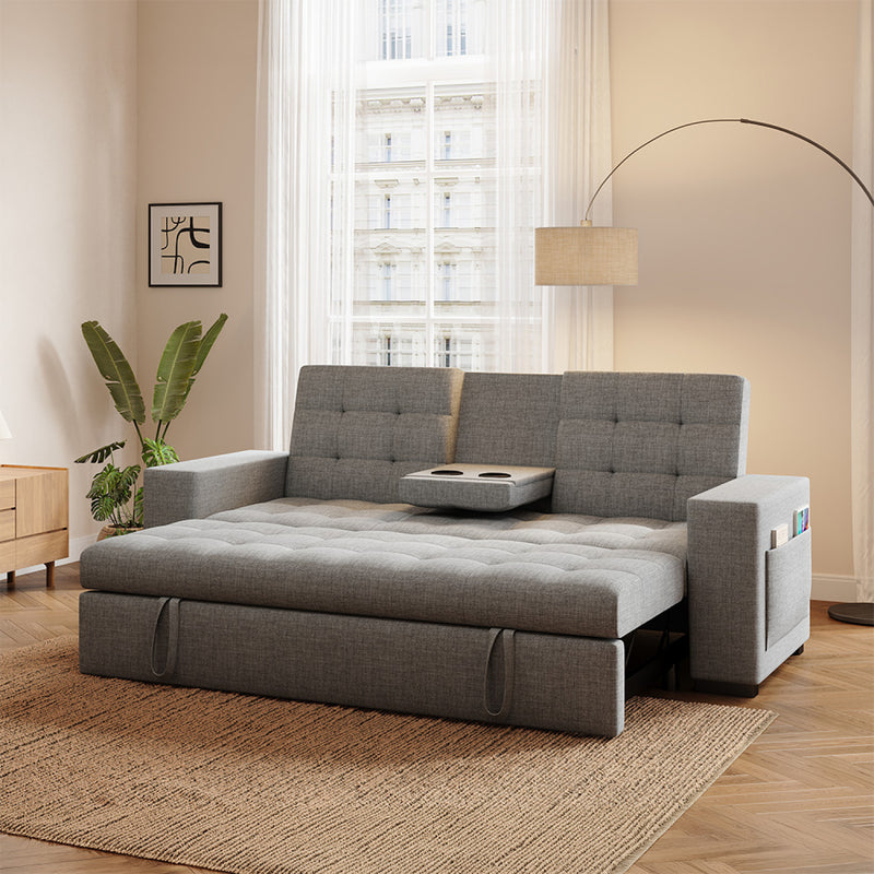 Canapé convertible gris clair avec rangements NOHO
