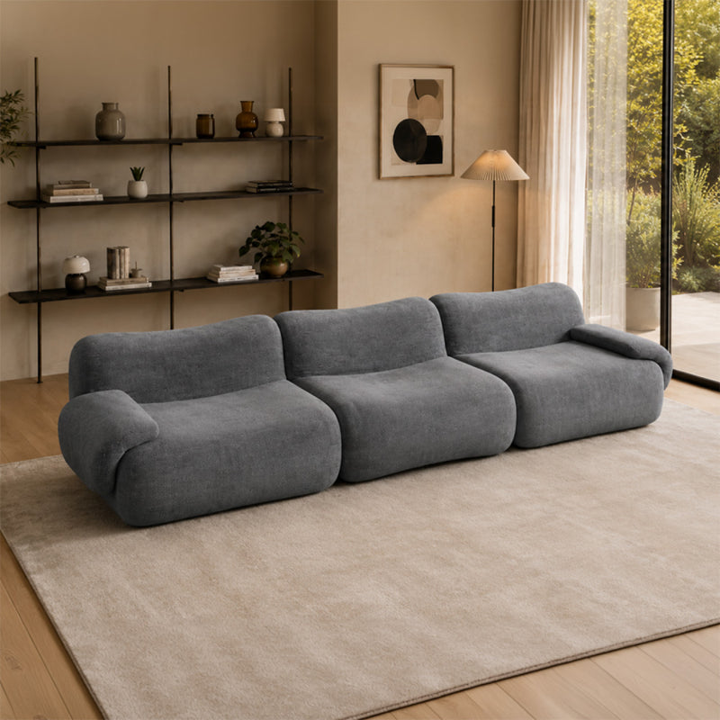 Canapé compressé 4 places en velours gris foncé POOLE