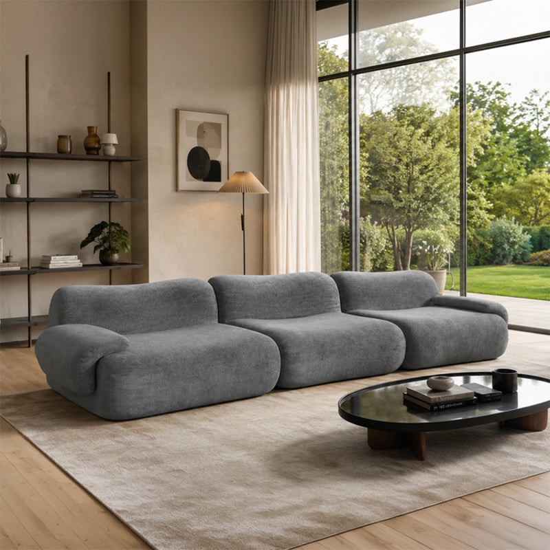 Canapé compressé 4 places en velours gris foncé POOLE