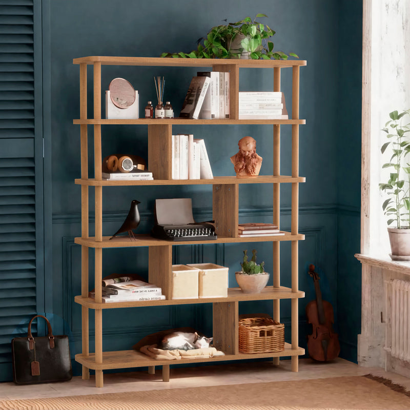 Bibliothèque 5 étagères en bois couleur pin atlantique 120 × 170 cm ASTY
