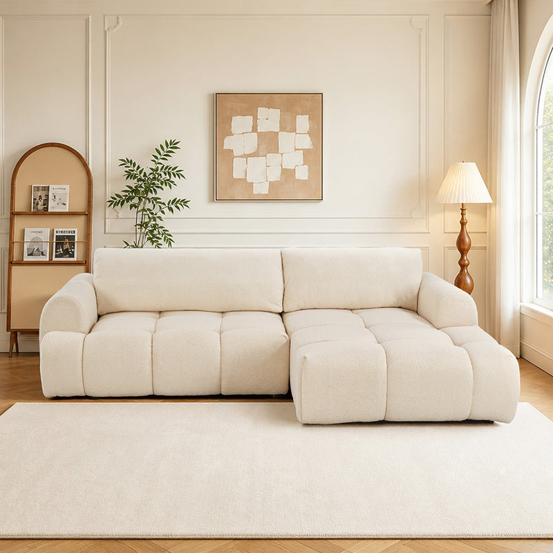 Canapé nuage convertible 4 places en tissu bouclette beige PALMS