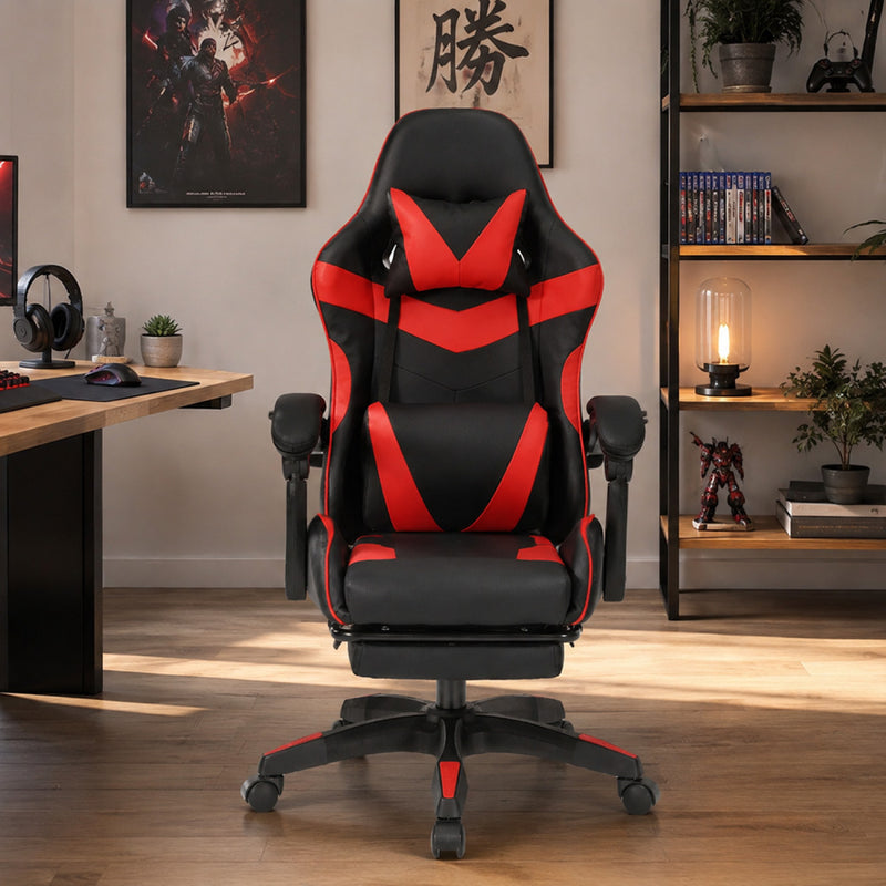 Chaise gaming de bureau ergonomique inclinable noir et rouge AKRON