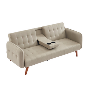 canapé 3 places pieds bois beige inverness fond blanc 3 quarts concept usine