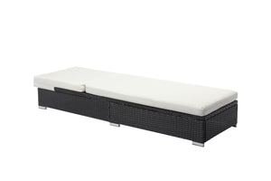 2 bains de soleil en résine tressée noir et matelas blanc
