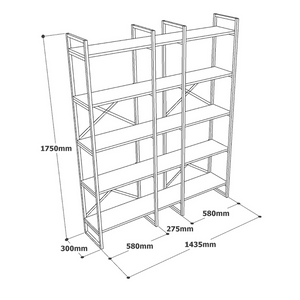 Bibliothèque style industriel Fabi Concept-Usine dimensions 1