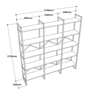 Bibliothèque design industriel Tomi Concept Usine - dimensions