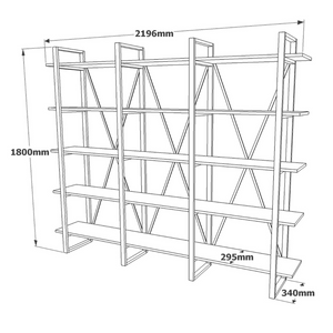 Bibliothèque style industriel Astoria Concept-Usine dimensions