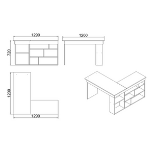 dimensions bureau d'angle Tyo