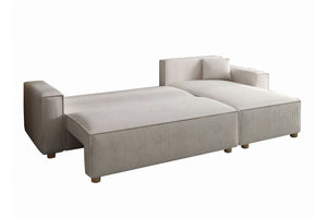 Canapé d'angle 4 places velours côtelé beige