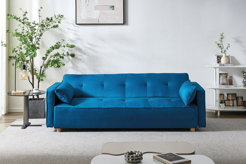Canapé de style scandinave convertible de 3 places bleu