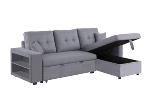 Canapé d'angle convertible gris clair 4 personnes