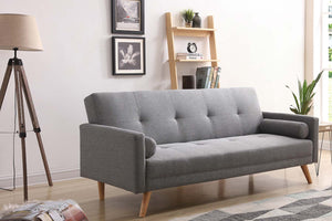 Canapé de style scandinave convertible 3 places gris clair wooden ambiance canapé 3 quarts côté droit concept usine