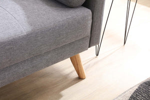 Canapé de style scandinave convertible 3 places gris clair zoom pieds concept usine