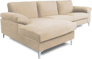 Canapé d'angle beige 4 à 5 places