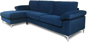 canapé d'angle bleu en velours