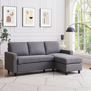 Canapé gris avec pouf modulable 