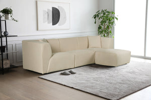 Canapé modulable en velours côtelé beige Monroe