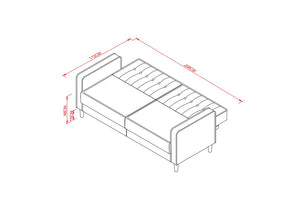 Dimensions du canapé liverpool de concept usine - canapé 3 places convertible - vue sur le mode lit