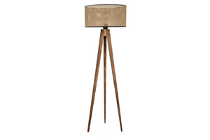 lampe 3 pieds bois romane fond blanc concept usine